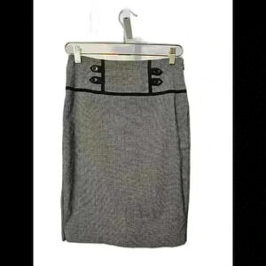 Chic Gray Pencil Skirt with Button Detail